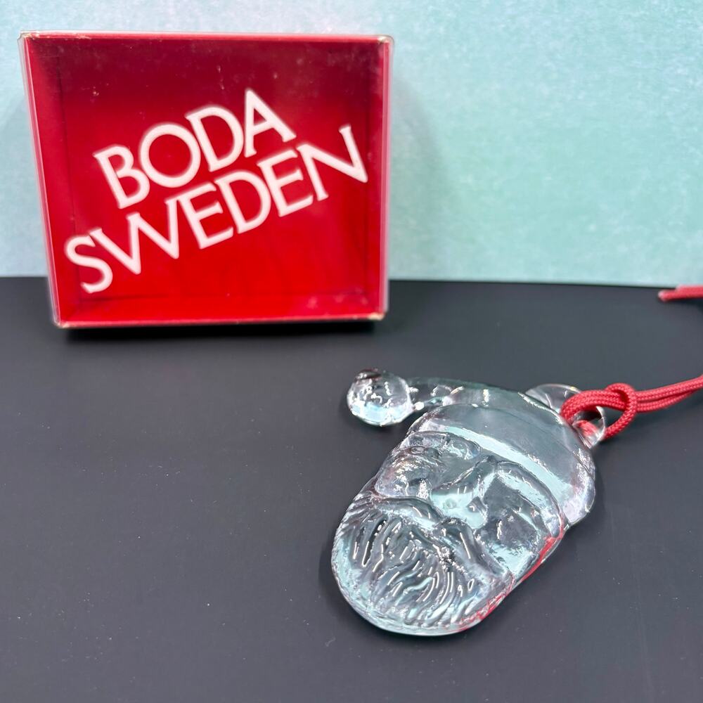 Vintage Boda Sweden Glass Santa Ornament Crystal Holiday Decor